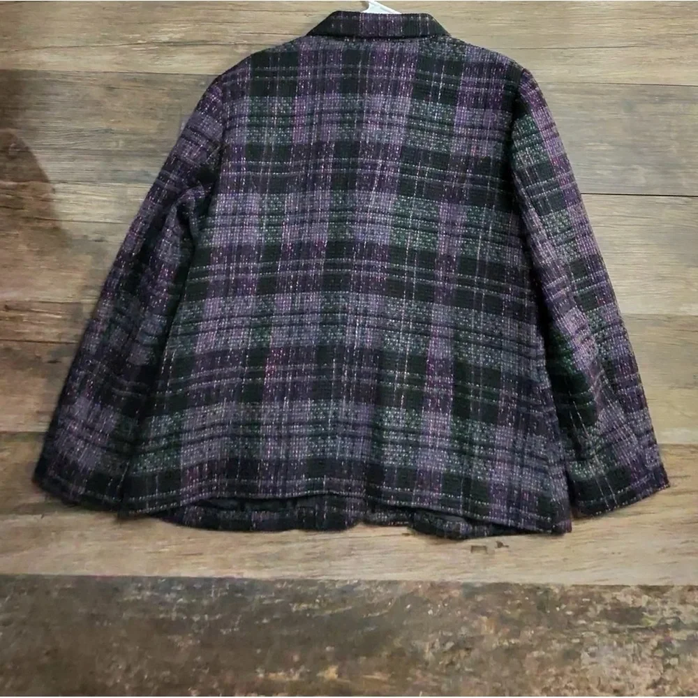 Christopher & Banks Purple and Black Plaid Blazer